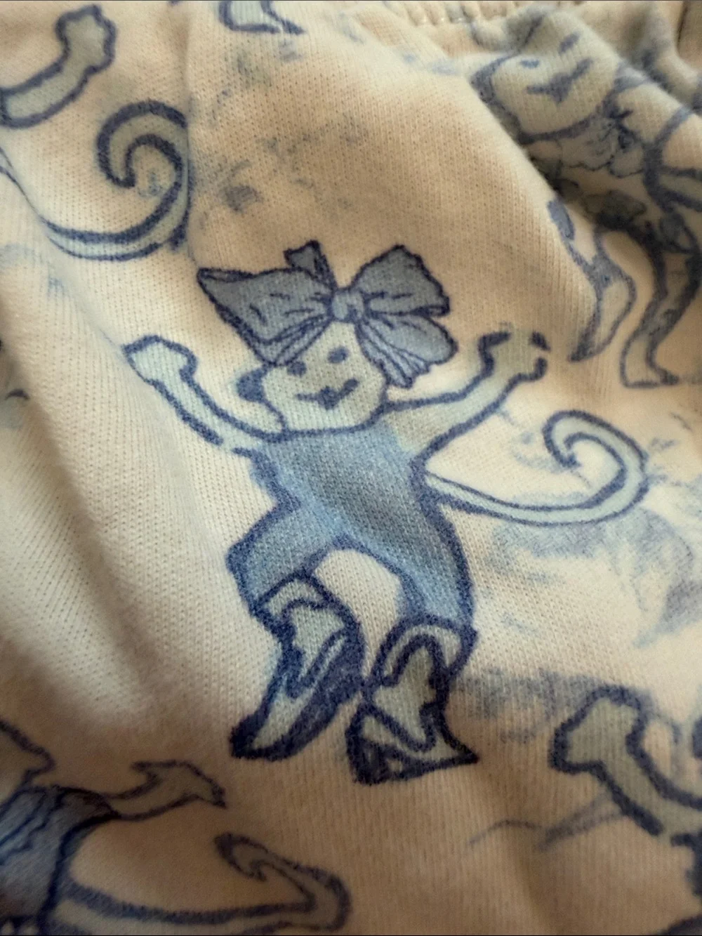 Women’s Short Pajama Set in Light Blue Monkey Print